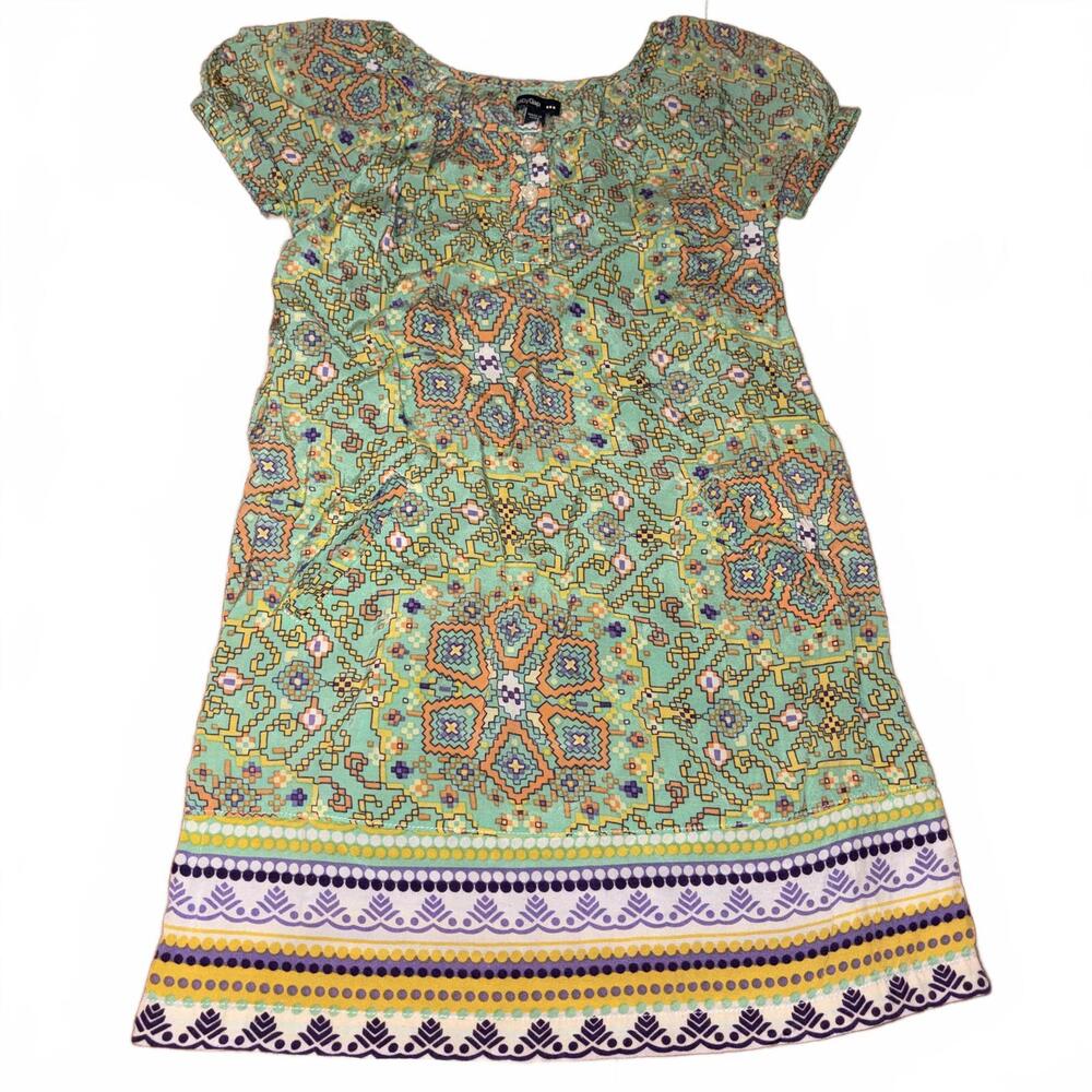 babyGap Girls' Short Sleeve Dress Size 5T Green Summer Spring Cute Geometric